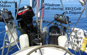 rear cockpit outboard motors, wind vane